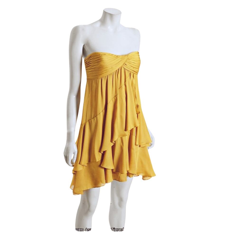 BCBGMAXAZRIA Strapless Tiered Mini 
Size 2 Golden Yellow